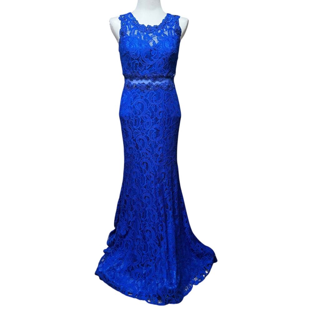 Cinderella Divine Sleeveless Lace Dress Jewel Sequin Royal Blue Medium